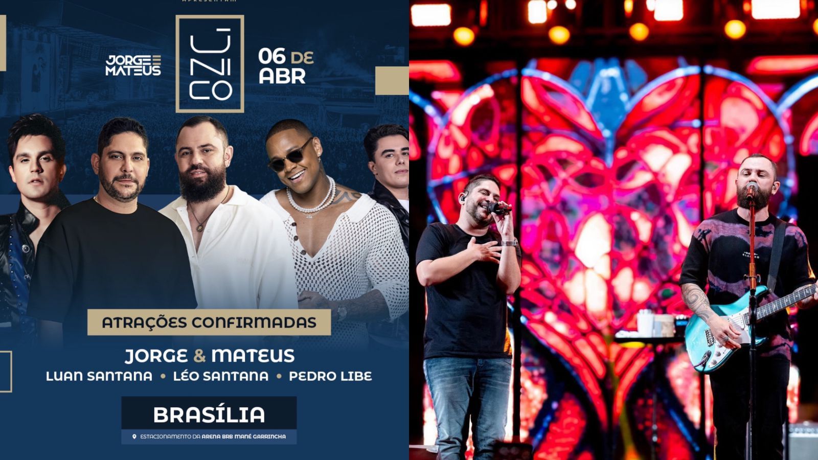 Turnê Único de Jorge e Mateus tem início em Brasília e cobertura completa da Clube FM