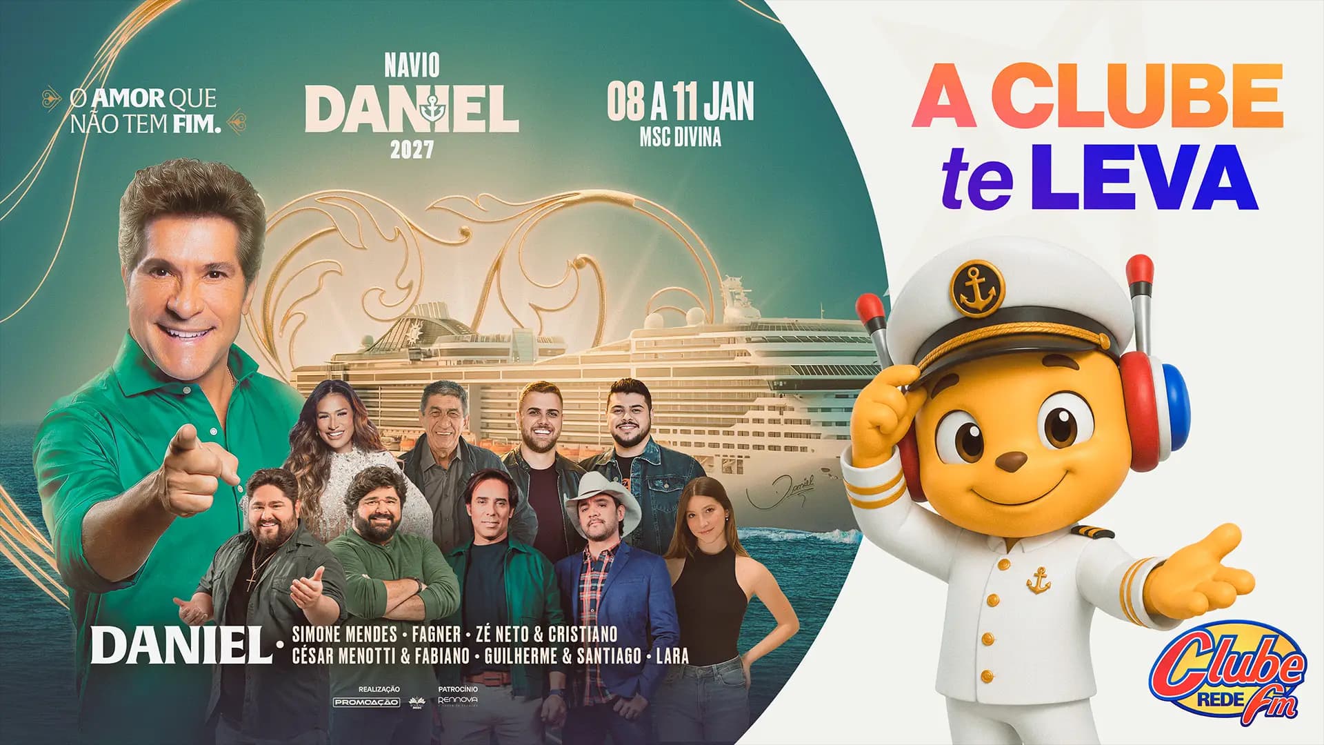É amor que não tem fim! A Clube vai te levar pro Navio do Daniel