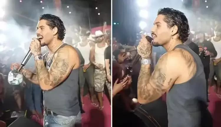 Zé Felipe xinga fã que mostrou foto de Virginia e Vini Jr. em Barretos