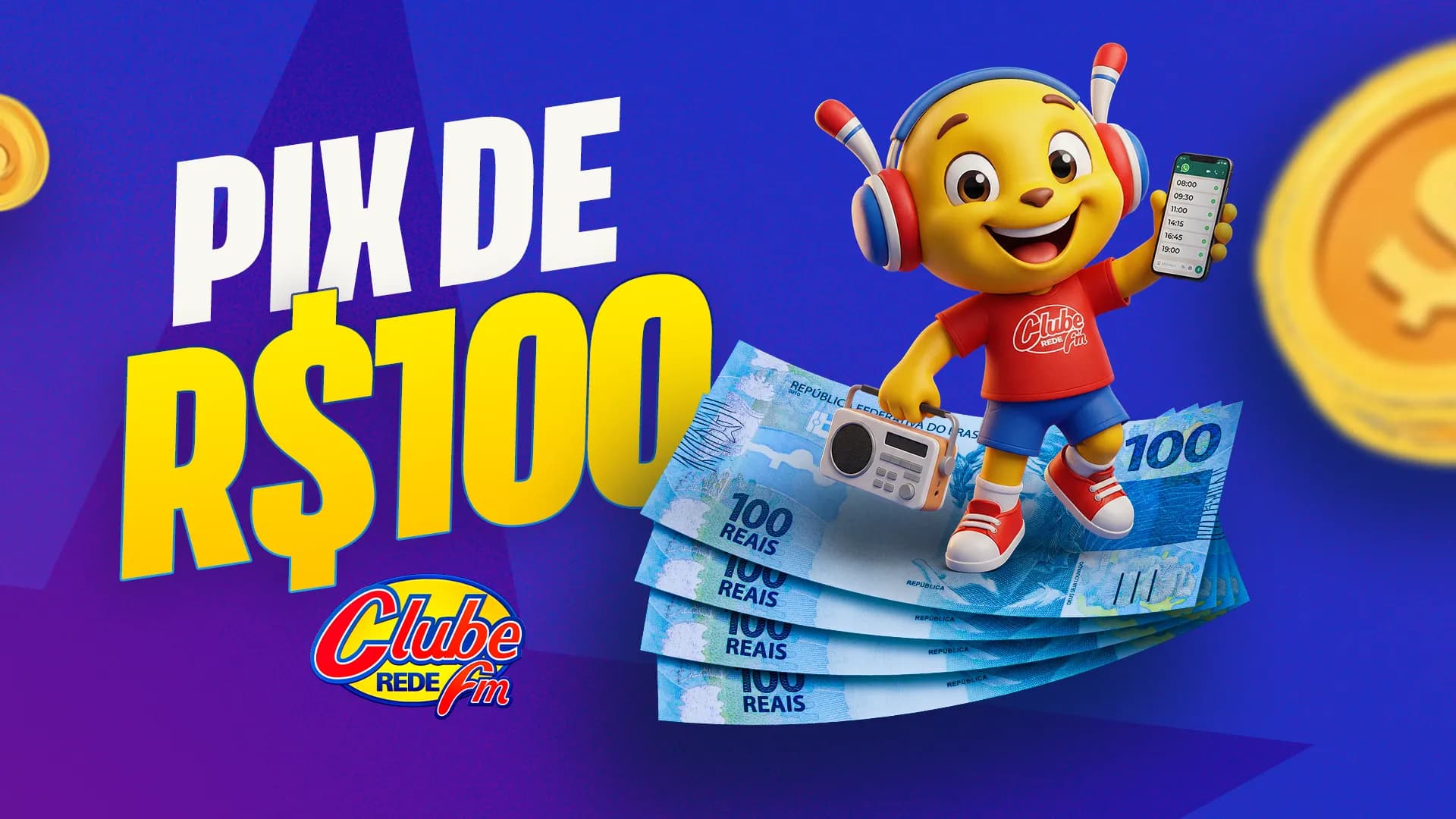 Ouvir a Clube vale um Pix de R$100